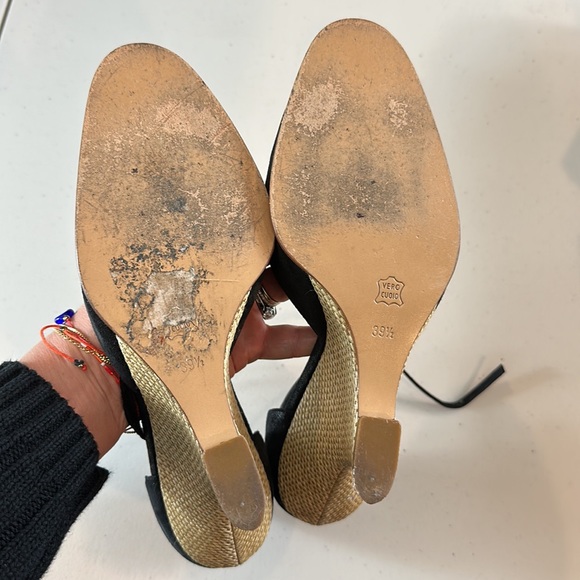 Theory Raffia curved wedge and Leather strapped  shoe size 39.5 - Picture 4 of 6